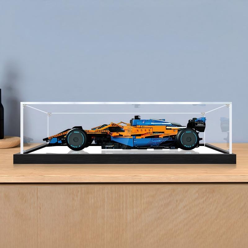 LEGO 42141 McLaren Formula 1 Caixa de Exibição de Acrílico com Anel de Luz e Fundo Impresso em UV - Vitrine à Prova de Poeira