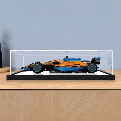 LEGO 42141 McLaren Formula 1 Caixa de Exibição de Acrílico com Anel de Luz e Fundo Impresso em UV - Vitrine à Prova de Poeira