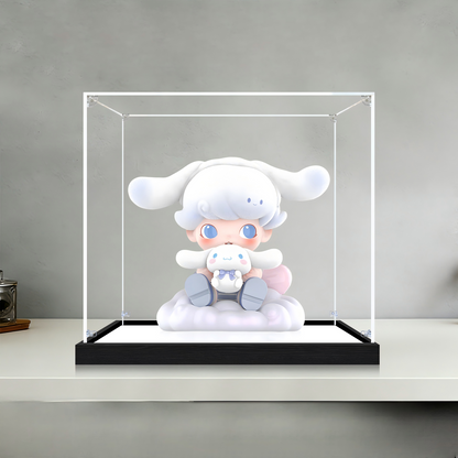 Suitable for Pop Mart Cute Puppy Display Case – Showcase with UV-Printed Background & Mirror Base