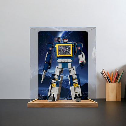 LEGO 10358 Soundwave Mirror Acrylic Display Case with Ring Light & UV-Printed Background - Dustproof Showcase