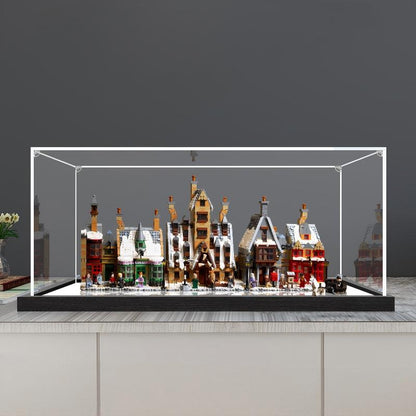 LEGO 76457 Hogsmeade Village - Collectors' Edition Mirror Acrylic Display Case with Ring Light & UV-Printed Background - Dustproof Showcase