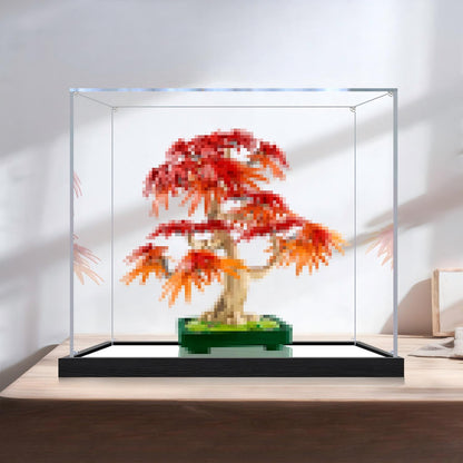 LEGO 10348 Japanischer Ahornbaum Spiegel-Acryl-Vitrine mit Ringlicht & UV-bedrucktem Hintergrund - Staubdichte Präsentationsvitrine