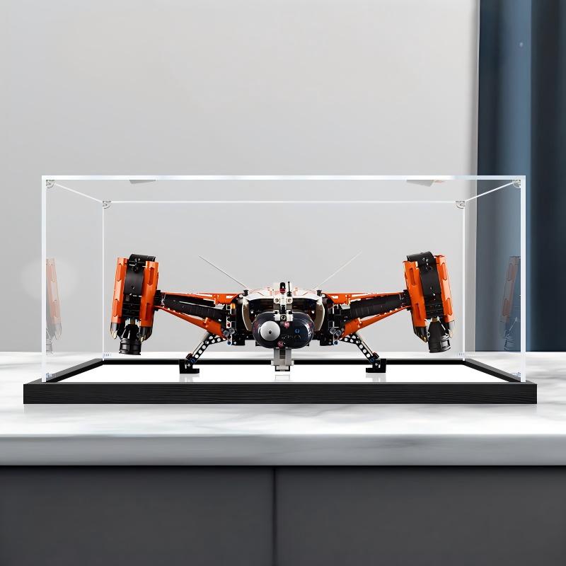 LEGO 42181 Nave de Carga Pesada VTOL Caixa de Exibição Acrílica Espelhada com Luz de Anel e Fundo Impresso em UV - Vitrine à Prova de Poeira