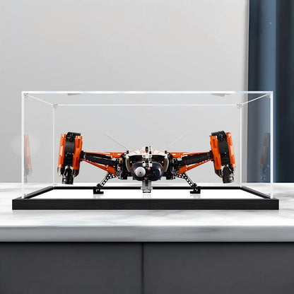 LEGO 42181 Nave de Carga Pesada VTOL Caixa de Exibição Acrílica Espelhada com Luz de Anel e Fundo Impresso em UV - Vitrine à Prova de Poeira