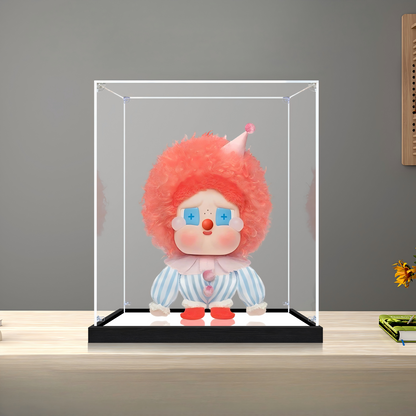 Suitable for Pop Mart Labubu Why So Serious Display Case – Showcase with UV-Printed Background & Mirror Base