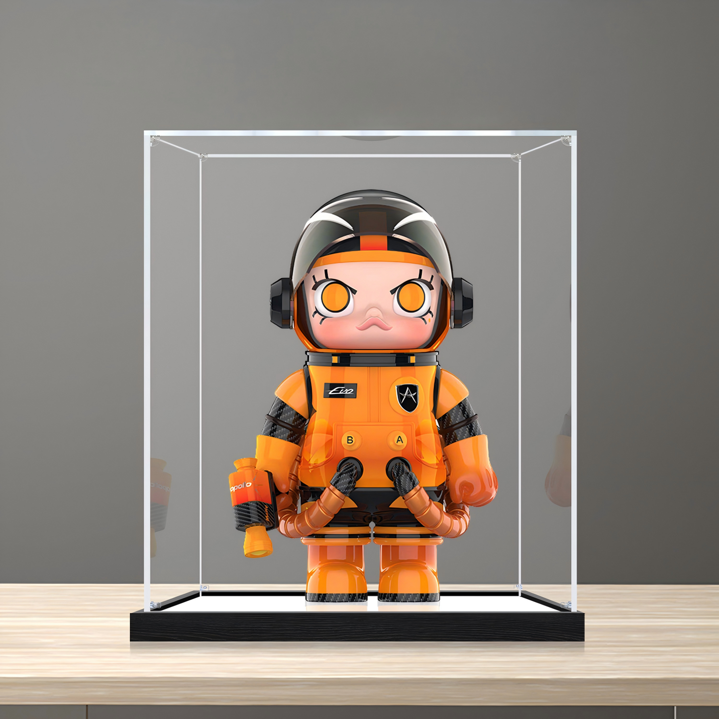 Suitable for Pop Mart Apollo Display Case – Showcase with UV-Printed Background & Mirror Base