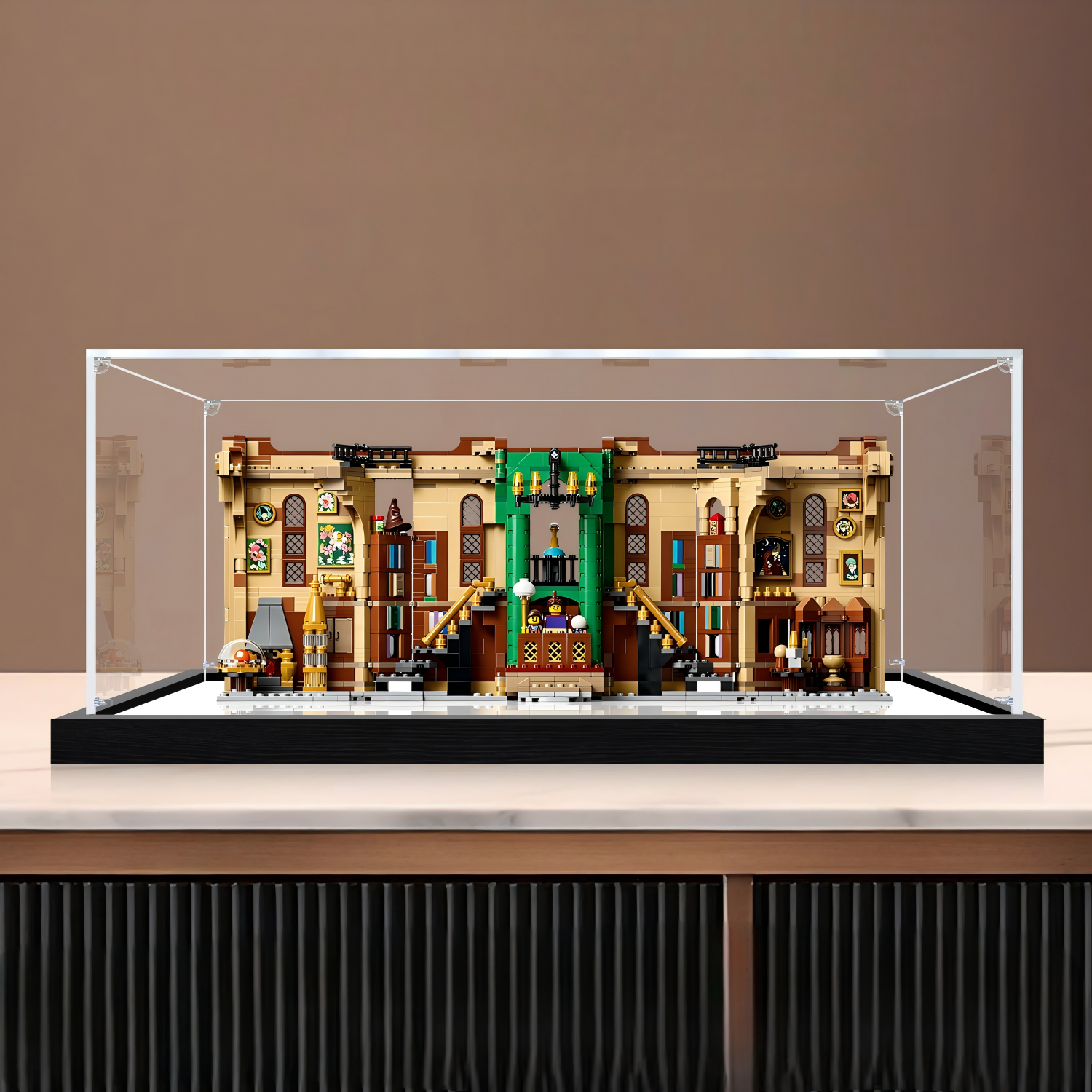 Acrylic Display Case for LEGO 76478 Harry Potter Book Nook: Dumbledore's Office Model, with Themed Printed Background & Dustproof Box - Scoparius case
