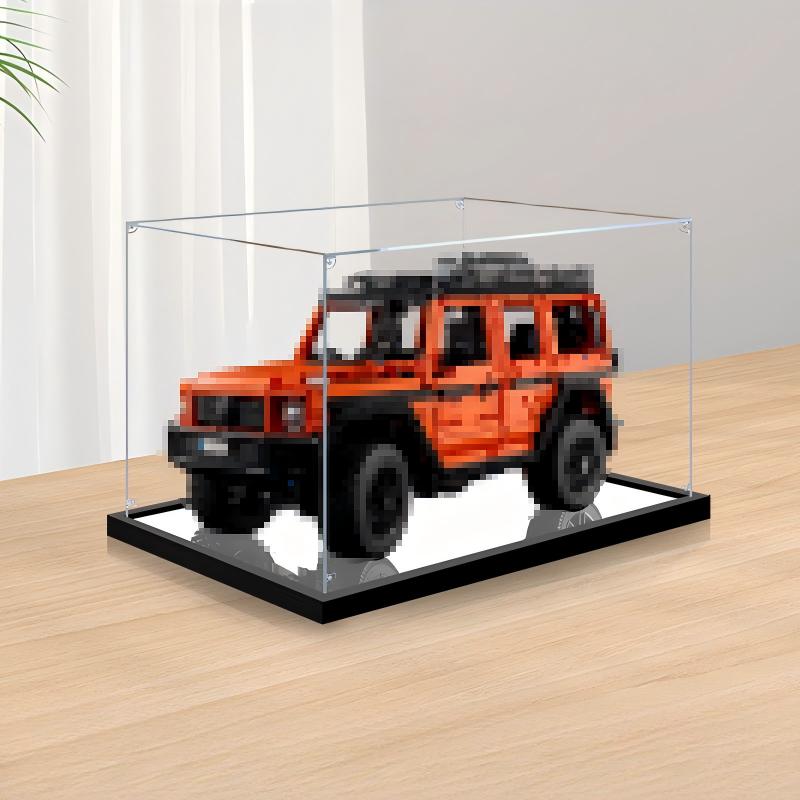 LEGO 42177 Mercedes-Benz G 500 PROFESSIONAL Line Vitrine aus Acryl mit Ringlicht & UV-bedrucktem Hintergrund – Staubdichte Ausstellungsbox