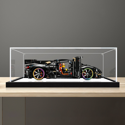 Suitable for LEGO 42232 Koenigsegg Supercar Display Case – Showcase with UV-Printed Background & Mirror Base