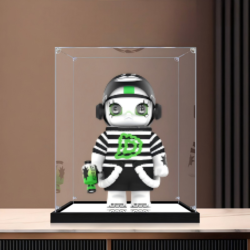 Suitable for Pop Mart Ducky Display Case – Showcase with UV-Printed Background & Mirror Base