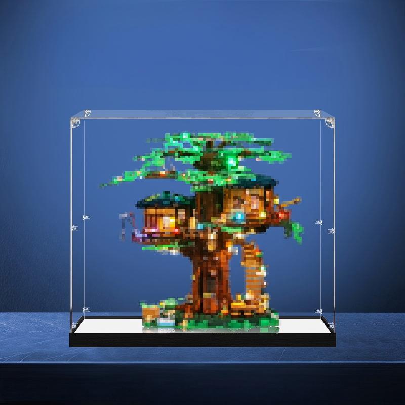 LEGO 21318 Spiegel-Vitrine aus Acryl mit Ringlicht & UV-bedrucktem Hintergrund - Staubgeschützte Ausstellungsvitrine