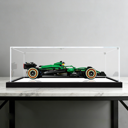 Suitable for LEGO 42240 Aston Martin F1 AMR25 Display Case – Showcase with UV-Printed Background & Mirror Base