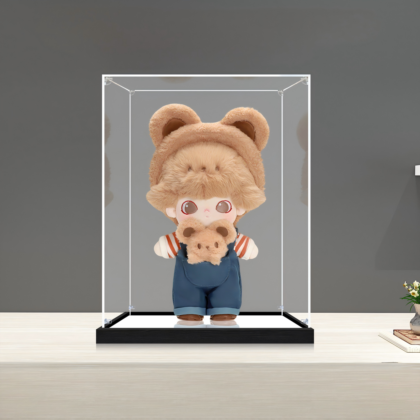 Suitable for Pop Mart Animal Kingdom Display Case – Showcase with UV-Printed Background & Mirror Base