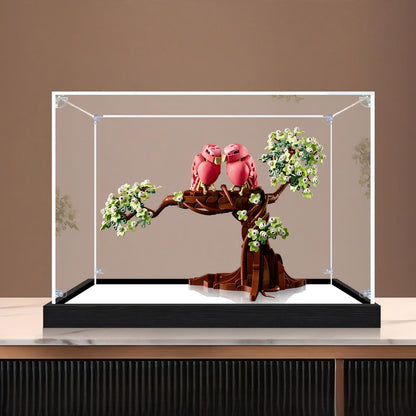 LEGO 21365 Love Birds Spiegel Acryl Vitrine met Ringlicht & UV-Geprinte Achtergrond - Stofdichte Showcase