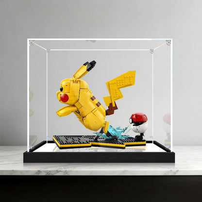 LEGO 72152 Pikachu e Poké Ball Vetrina Acrilica a Specchio con Luce ad Anello e Sfondo Stampato UV - Espositore Antipolvere