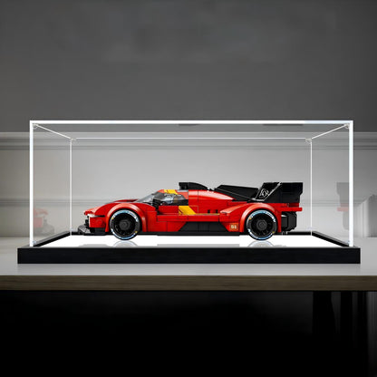LEGO 77260 Fast & Furious Toyota Supra MK4 Mirror Acrylic Display Case with Ring Light & UV-Printed Background - Dustproof Showcase