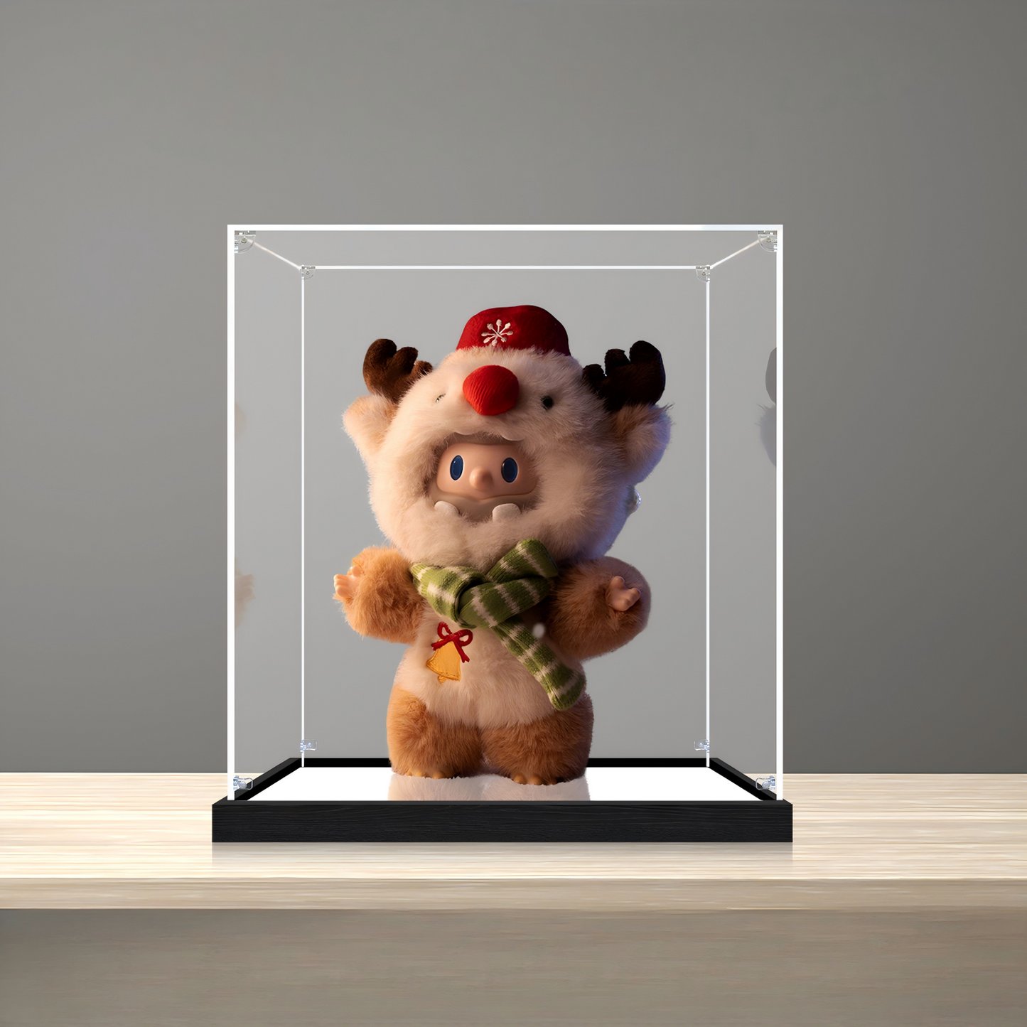 Suitable for Furry Rudolph Bob Series Display Case – Showcase with UV-Printed Background & Mirror Base