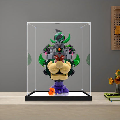 LEGO 72042 Prince Florian & Castle Bowser - Expansion Set Mirror Acrylic Display Case with Ring Light & UV-Printed Background - Dustproof Showcase