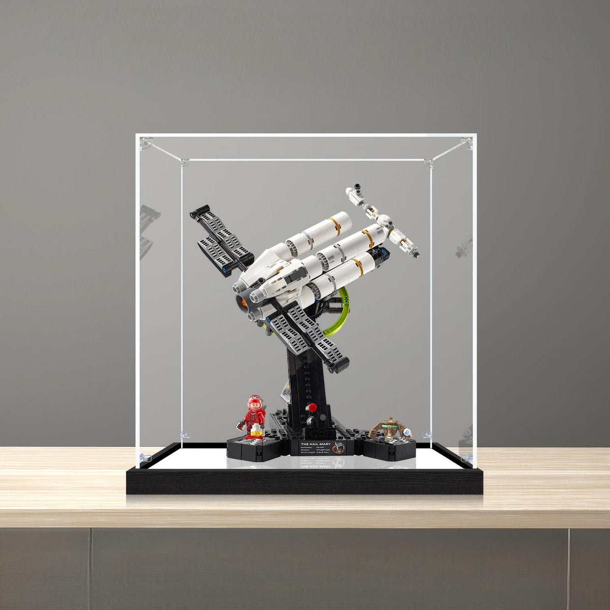 LEGO 11389 Project Hail Mary Mirror Acrylic Display Case with Ring Light & UV-Printed Background - Dustproof Showcase