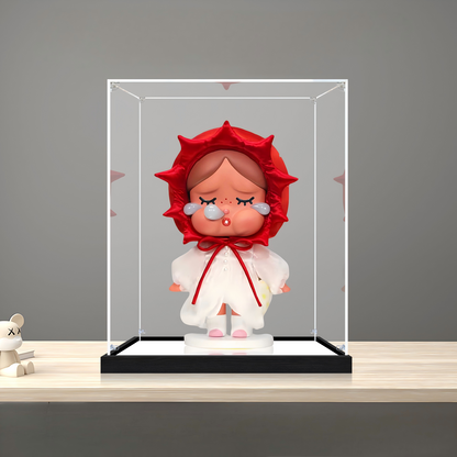 Suitable for Pop Mart Pucky Lazy Series Display Case – Showcase with UV-Printed Background & Mirror Base