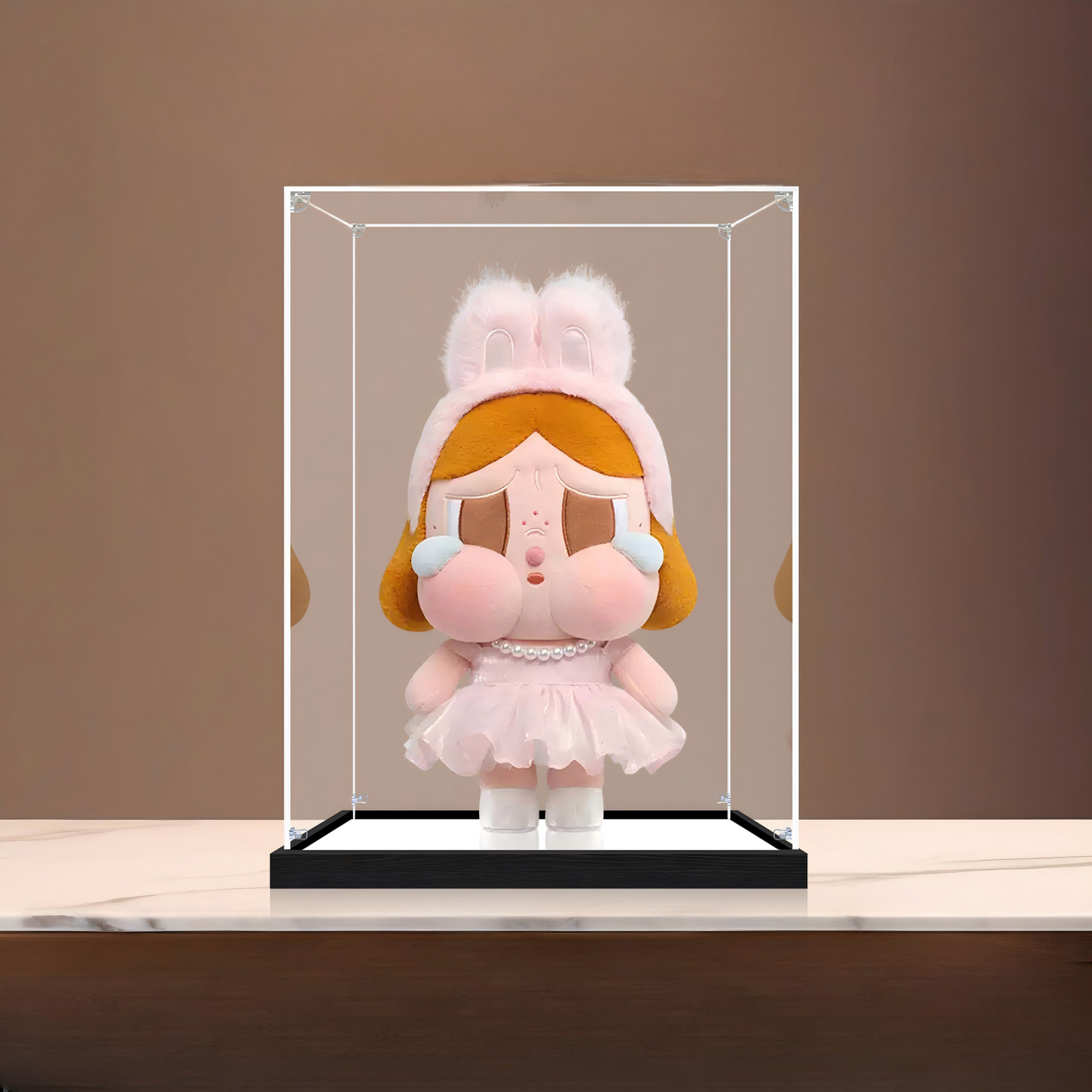 Suitable for Pop Mart Crybaby Display Case – Showcase with UV-Printed Background & Mirror Base
