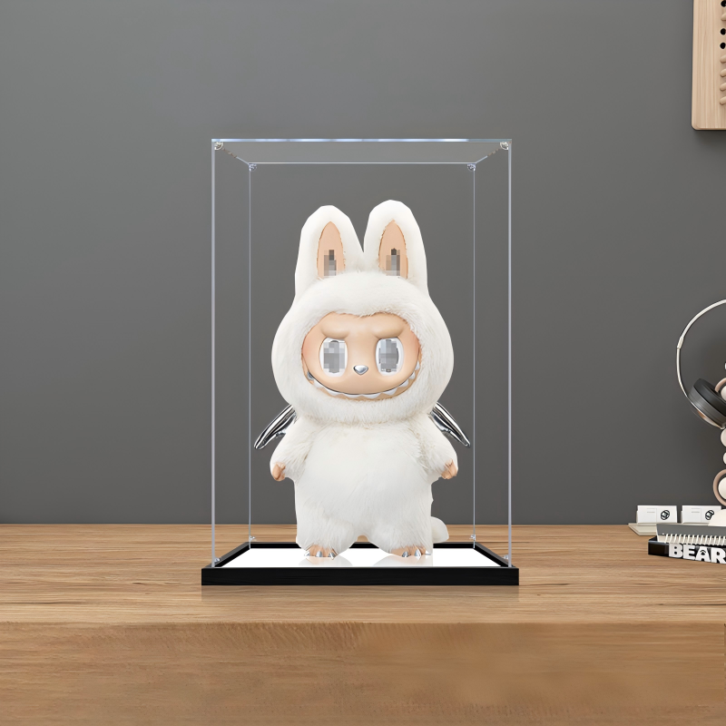 Suitable for Pop Mart Labubu Angel display case. – 35x30x60cm Large Showcase with UV-Printed Background & Mirror Base