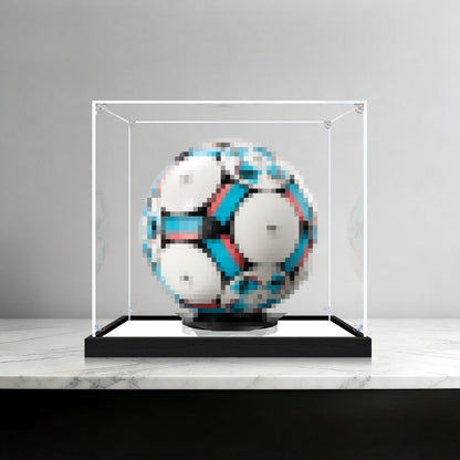 LEGO 43019 Soccer Ball Mirror Acrylic Display Case with Ring Light & UV-Printed Background - Dustproof Showcase