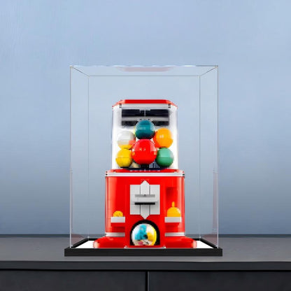 LEGO 21358 Minifigure Vending Machine Mirror Acrylic Display Case with Ring Light & UV-Printed Background - Dustproof Showcase