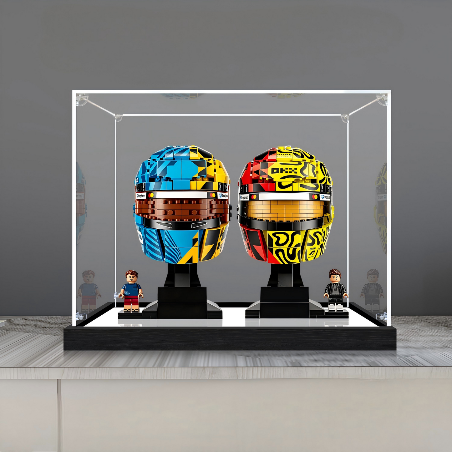 Acrylic Display Case for LEGO 43023 & 43017 Combo Set, with Themed Printed Background & Dustproof Box