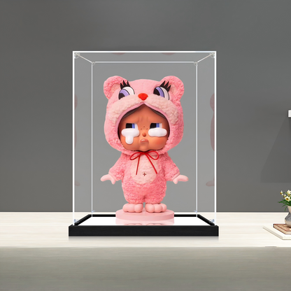 Suitable for Pop Mart Crybaby Display Case – 20x20x30cm Showcase with UV-Printed Background & Mirror Base