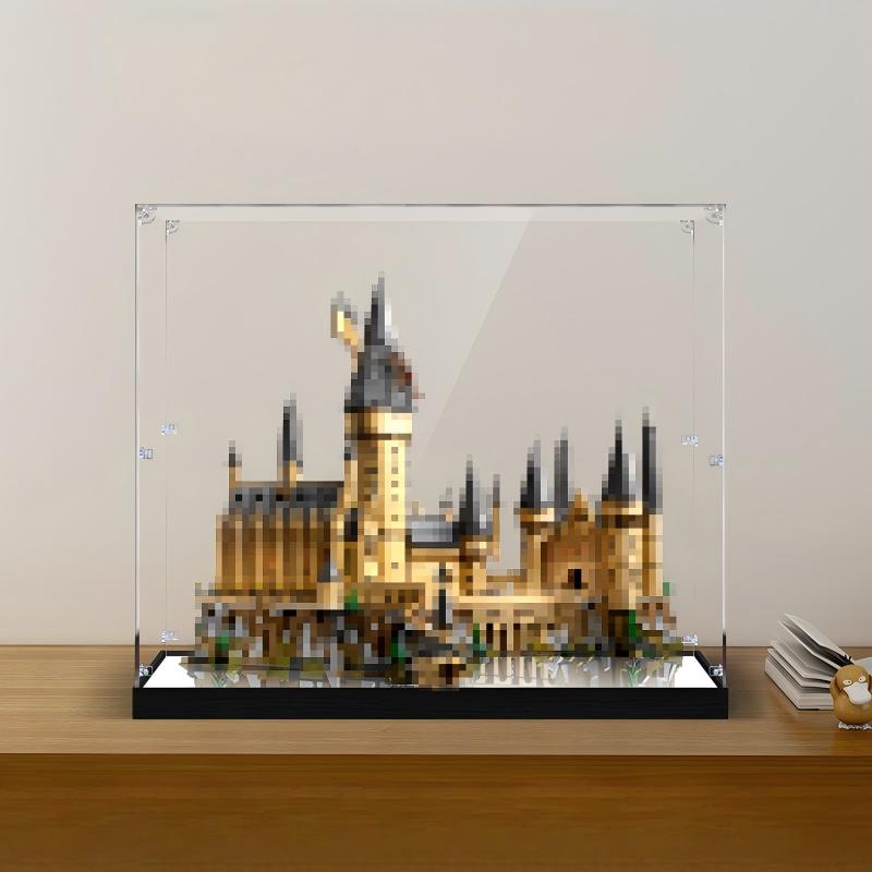 LEGO 71043 ホグワーツ城 ミラー アクリル ディスプレイケース リングライト＆UVプリント背景付き - 防塵ショーケース