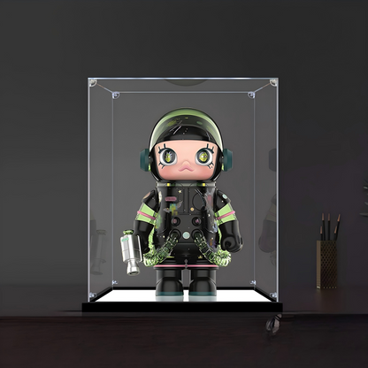 Suitable for Pop Mart Space Molly Display Case – Showcase with UV-Printed Background & Mirror Base