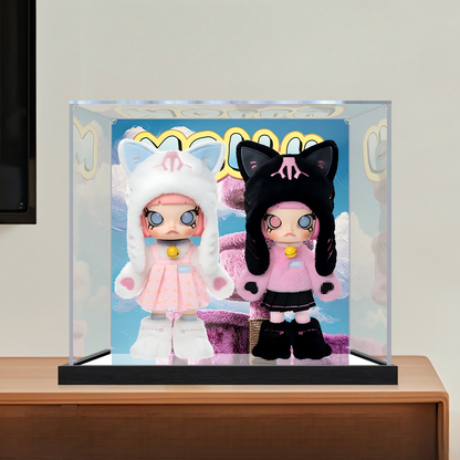 Suitable for Pop Mart MOLLY Display Case – Showcase with UV-Printed Background & Mirror Base