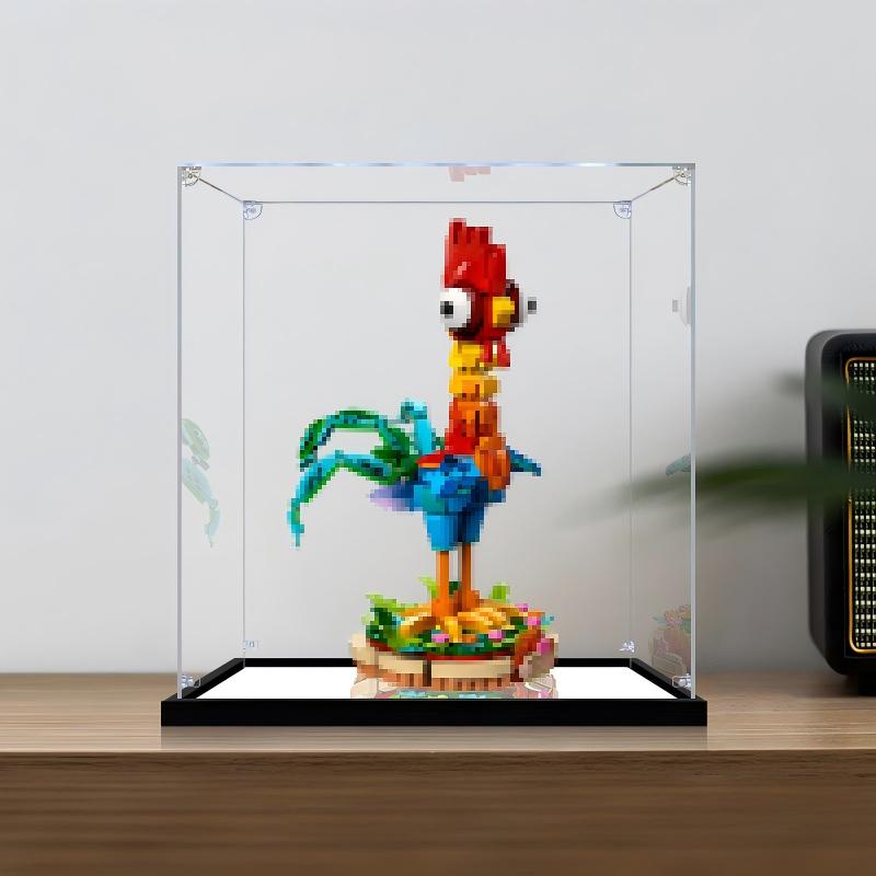 LEGO 43272 Heihei Spiegel-Acryl-Vitrine mit Ringlicht & UV-bedrucktem Hintergrund - Staubdichte Präsentationsvitrine
