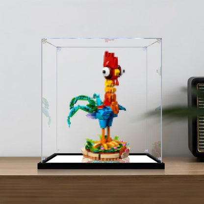 LEGO 43272 Heihei Spiegel-Acryl-Vitrine mit Ringlicht & UV-bedrucktem Hintergrund - Staubdichte Präsentationsvitrine