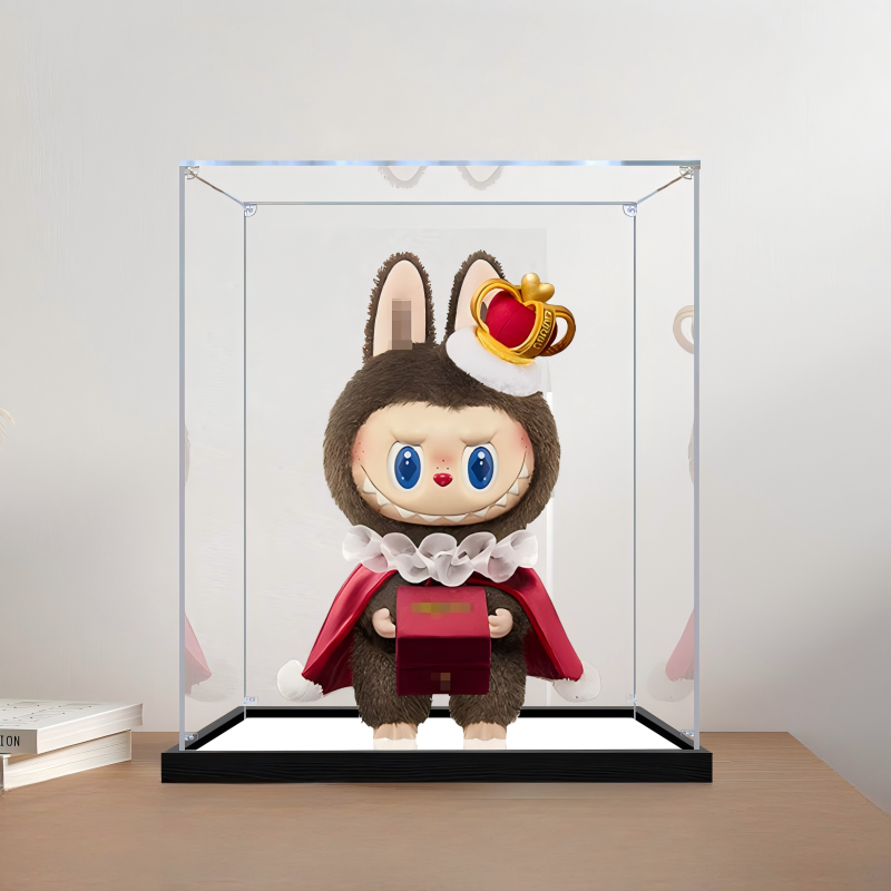 Suitable for Pop Mart Labubu Checkmate Series Display Case – Showcase with UV-Printed Background & Mirror Base