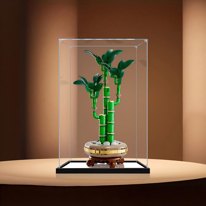 LEGO 10344 Lucky Bamboo spejl-akryl-displaykasse med ringlys og UV-trykt baggrund - støvtæt showcase
