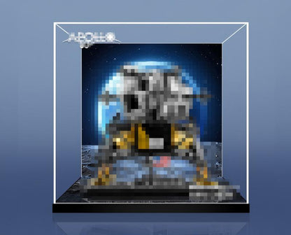 Acrylic Display Case for LEGO 10266 NASA Apollo 11 Lunar Lander, with Themed Printed Background & Dustproof Box