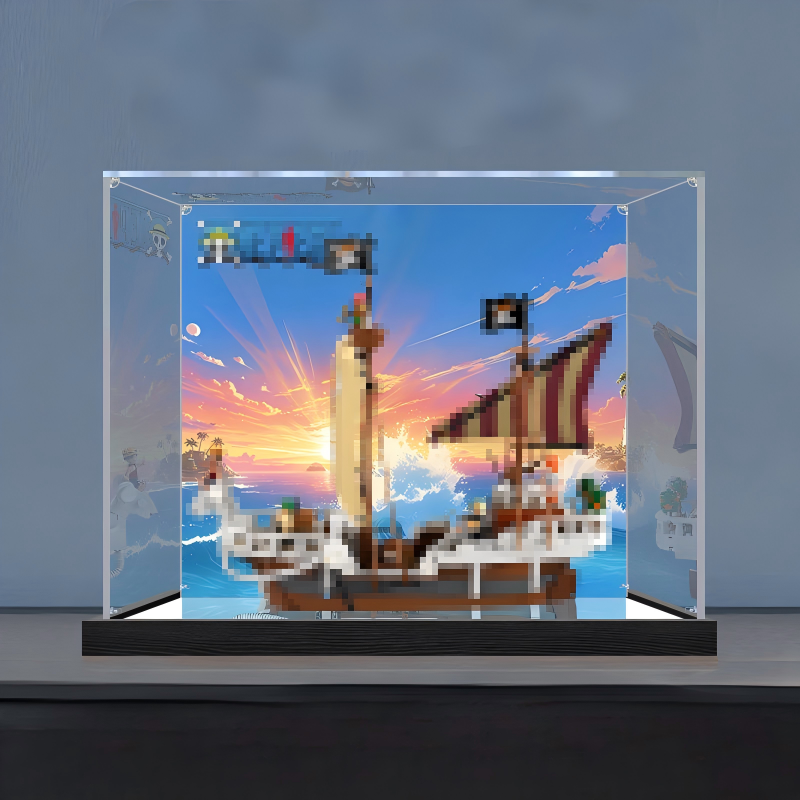 Acrylic Display Case for LEGO 75639, with Themed Printed Background & Dustproof Box