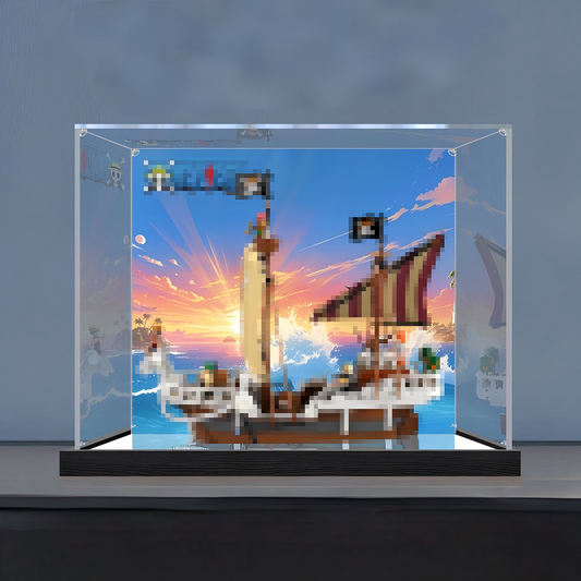 Acrylic Display Case for LEGO 75639, with Themed Printed Background & Dustproof Box