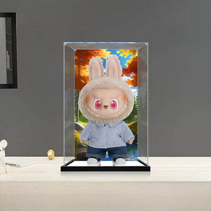 Suitable for Pop Mart Labubu Autumn Display Case – Showcase with UV-Printed Background & Mirror Base