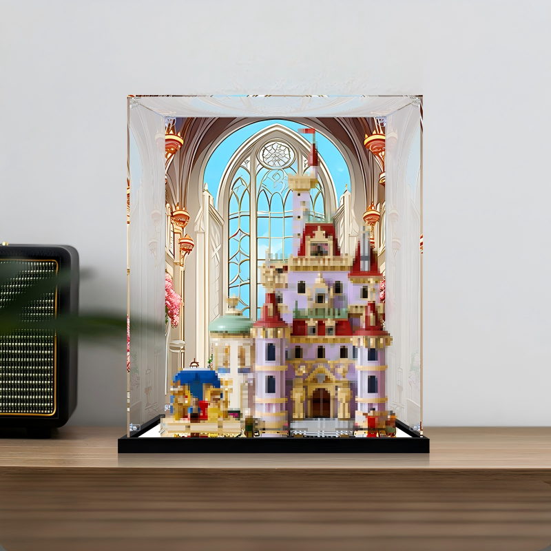 Acrylic Display Case for LEGO 43263, with Themed Printed Background & Dustproof Box