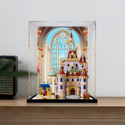 Acrylic Display Case for LEGO 43263, with Themed Printed Background & Dustproof Box
