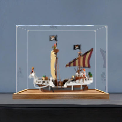 LEGO 75639 Vitrine de Exibição em Acrílico Espelhado com Anel de Luz e Fundo Impresso em UV para o Navio Pirata Going Merry - Vitrine à Prova de Poeira