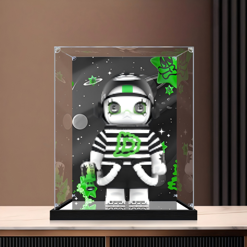 Suitable for Pop Mart Ducky Display Case – Showcase with UV-Printed Background & Mirror Base