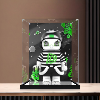 Suitable for Pop Mart Ducky Display Case – Showcase with UV-Printed Background & Mirror Base