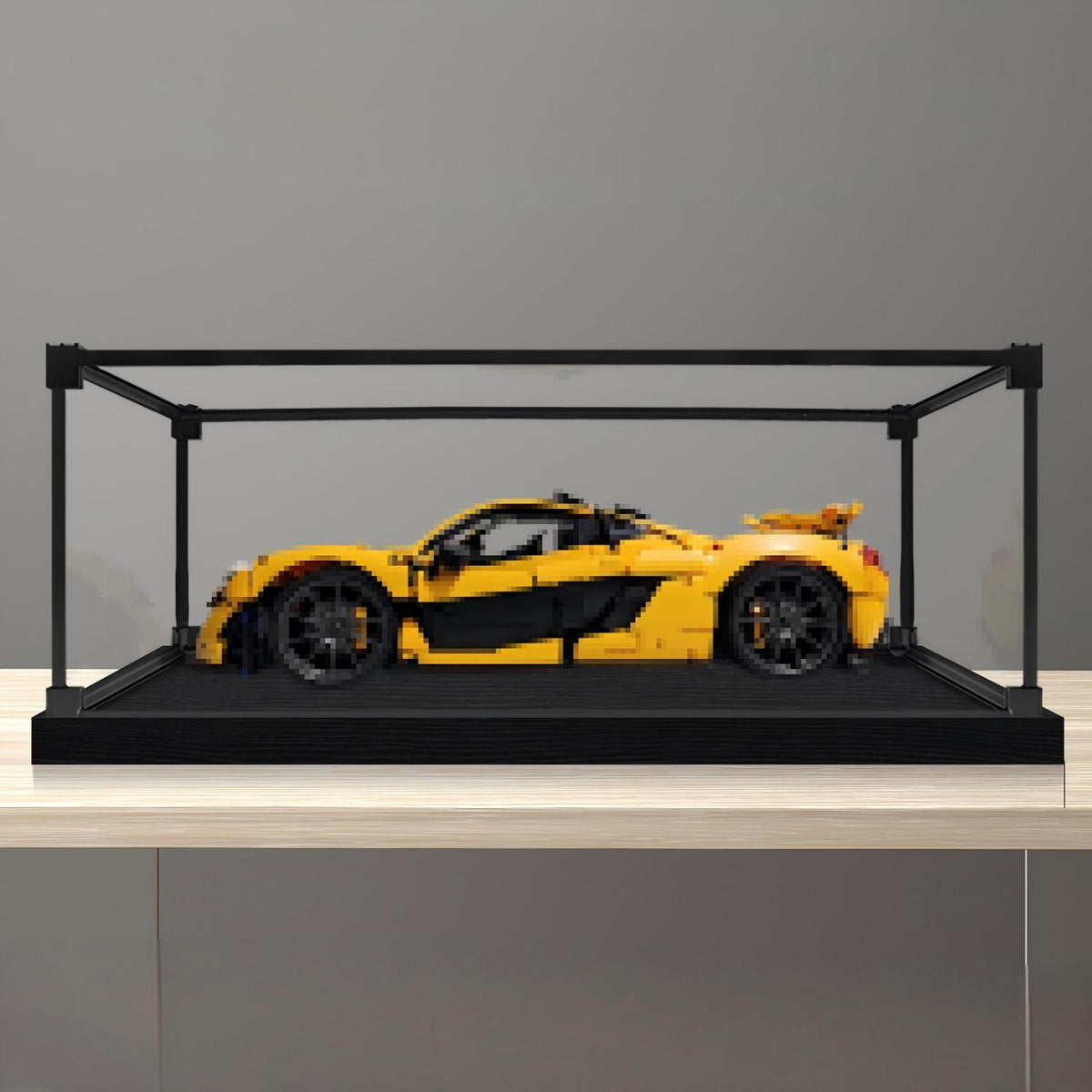 LEGO 42172 ماكلارين P1 علبة عرض أكريليك مرآة مع إضاءة حلقية وخلفية مطبوعة بالأشعة فوق البنفسجية - صندوق عرض مقاوم للغبار