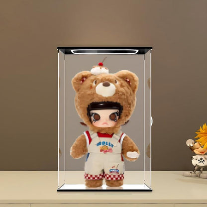 Pop Mart Molly Bear Bread Spiegel Acryl Displaykast met Ringlicht & UV-bedrukte Achtergrond - Stofvrije Vitrine