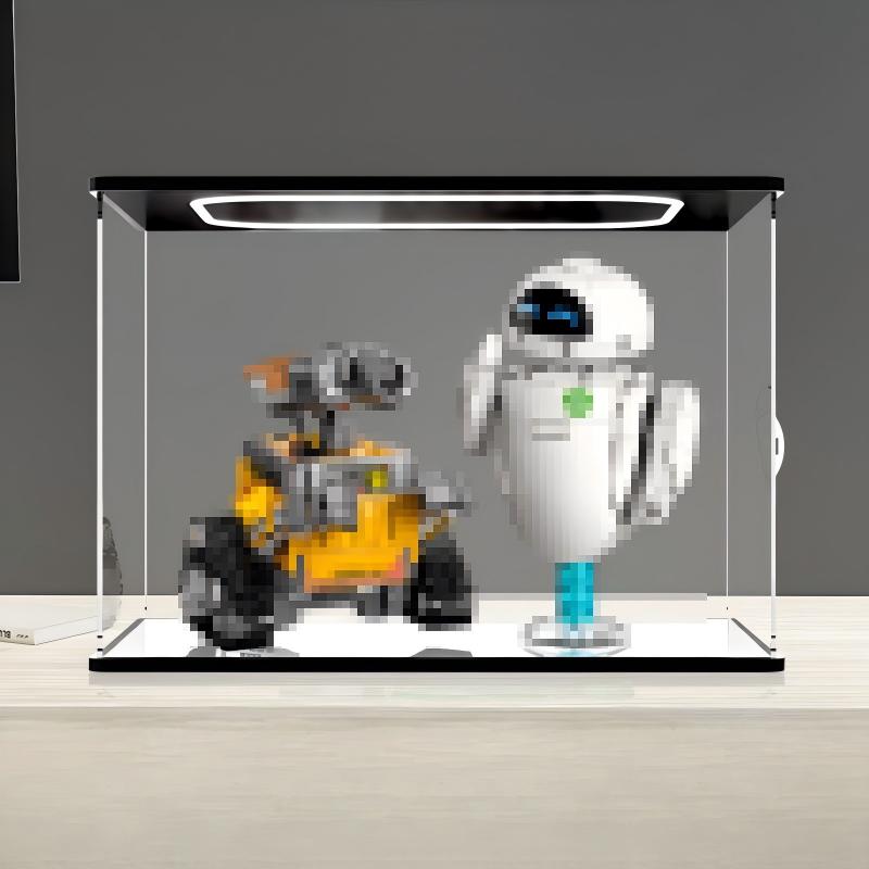 LEGO 43279 WALL-E e EVE Vetrina Acrilica a Specchio con Luce ad Anello e Sfondo Stampato UV - Espositore Antipolvere