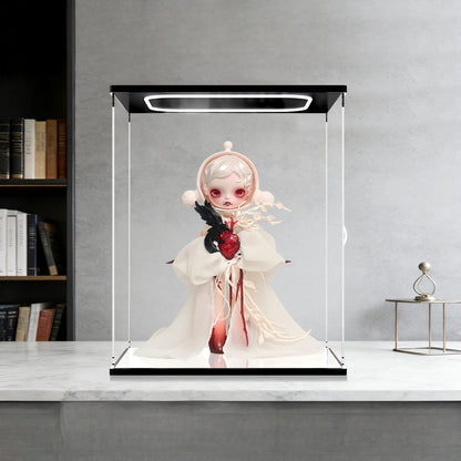 Pop Mart Messenger From Another World Mirror Acrylic Display Case with Ring Light & UV-Printed Background - Dustproof Showcase